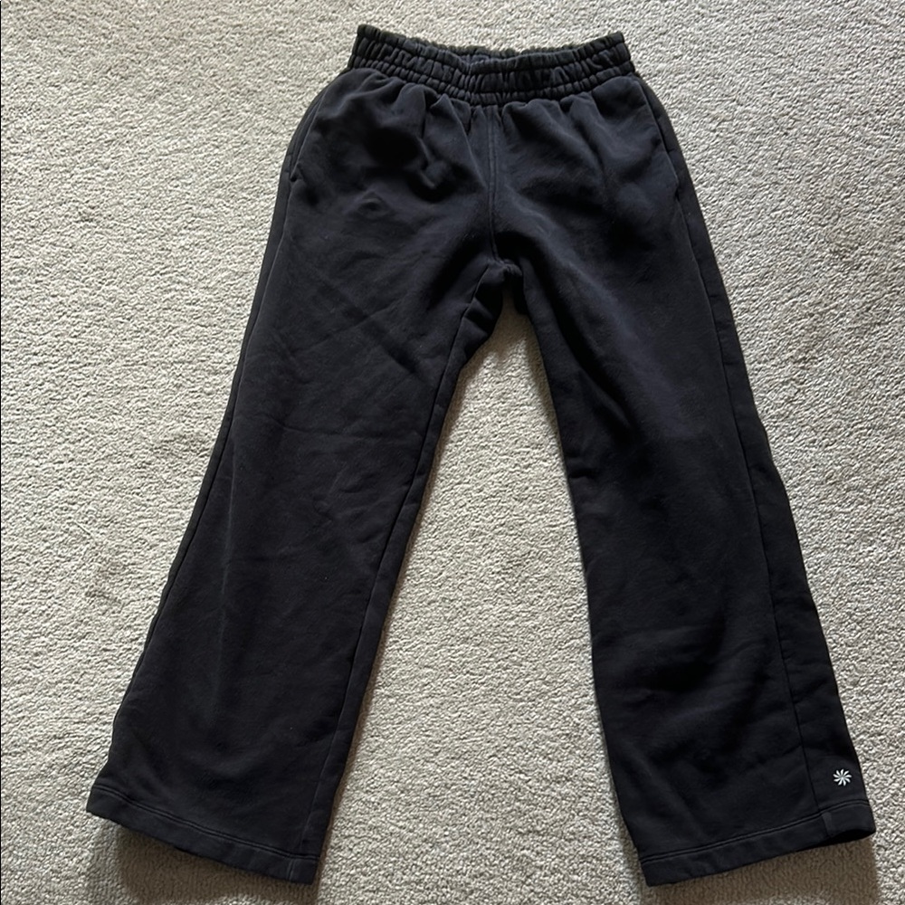 Athleta Black Wide Leg Joggers Elastic Waistband